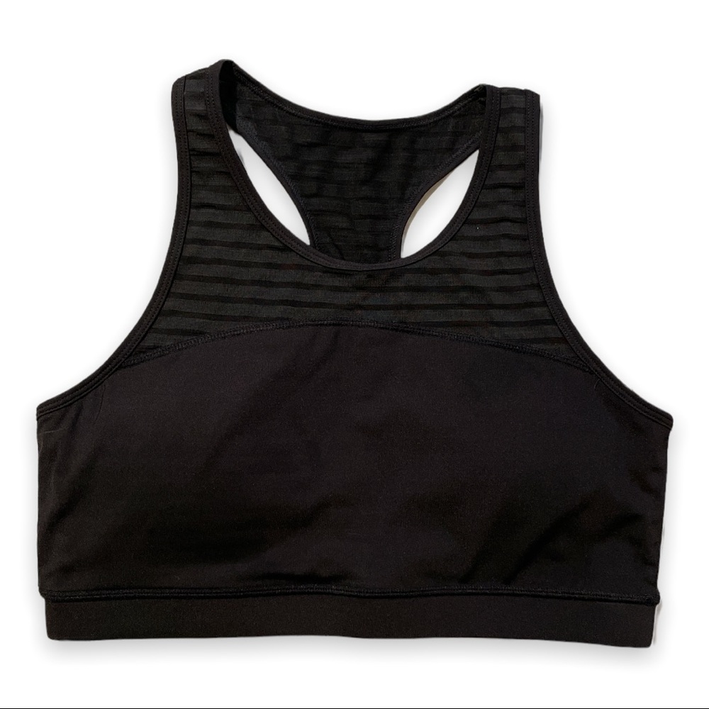 Mono B Black Burnout Mesh Racerback Sports Bra Size Large NWT